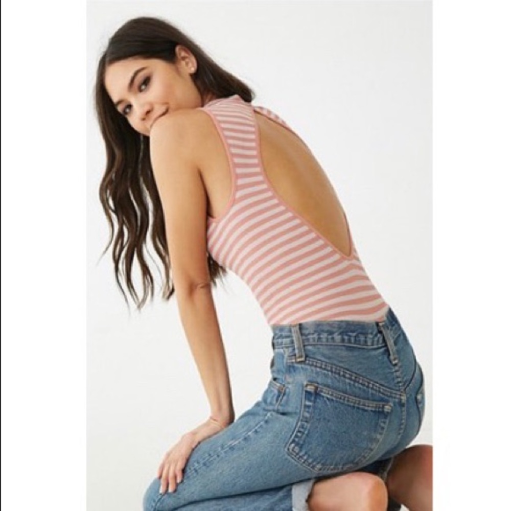Striped ribbed bodysuit